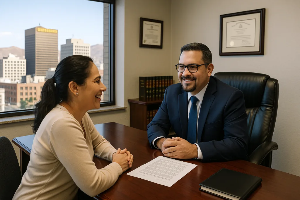Attorney providing legal consultation for occupational driver’s license in El Paso, Texas, helping a client regain driving privileges after a license suspension.